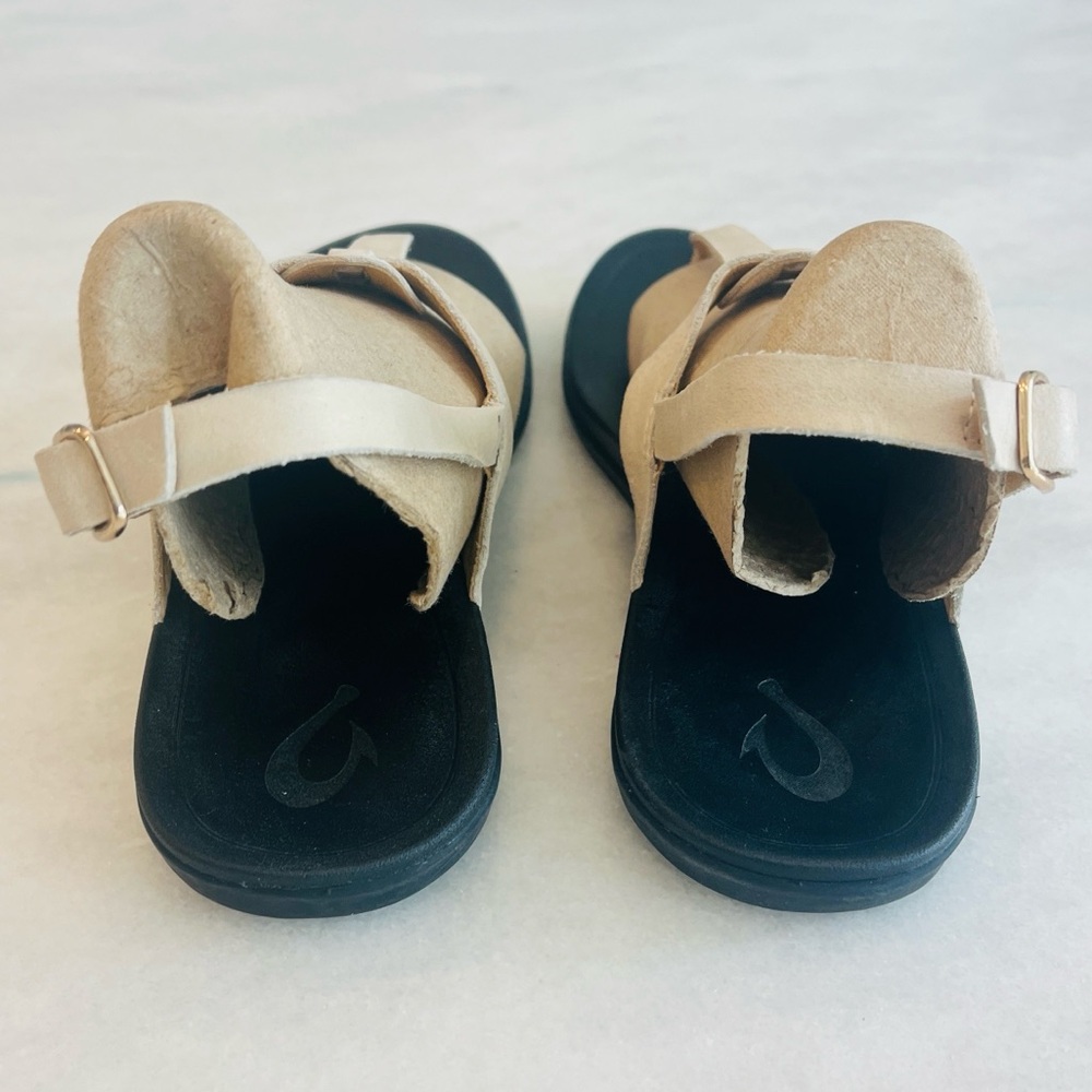 Olukai 'EKEKEU Women's Thong Slingback Sandals Tapa/Black Beige Size 7 - Picture 7 of 12